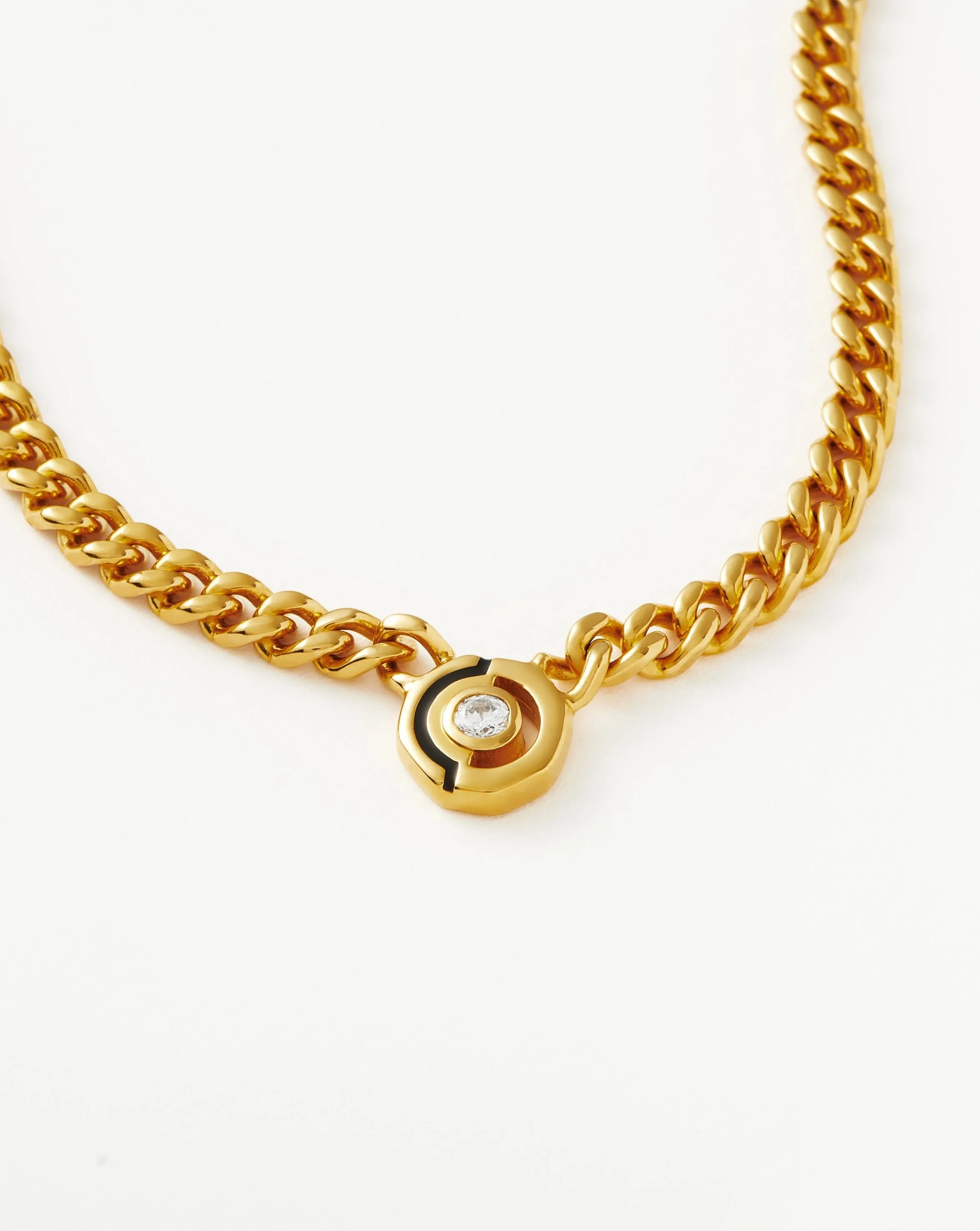 Enamel & Stone Floating Hex Pendant Chain Necklace | 18k Gold Plated/Cubic Zirconia