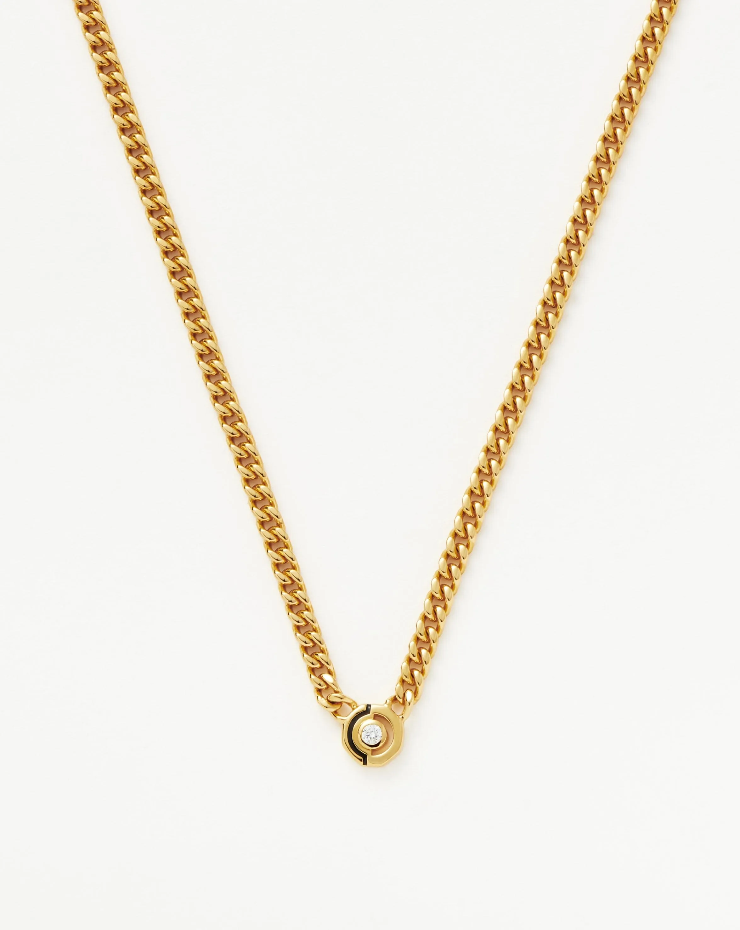Enamel & Stone Floating Hex Pendant Chain Necklace | 18k Gold Plated/Cubic Zirconia