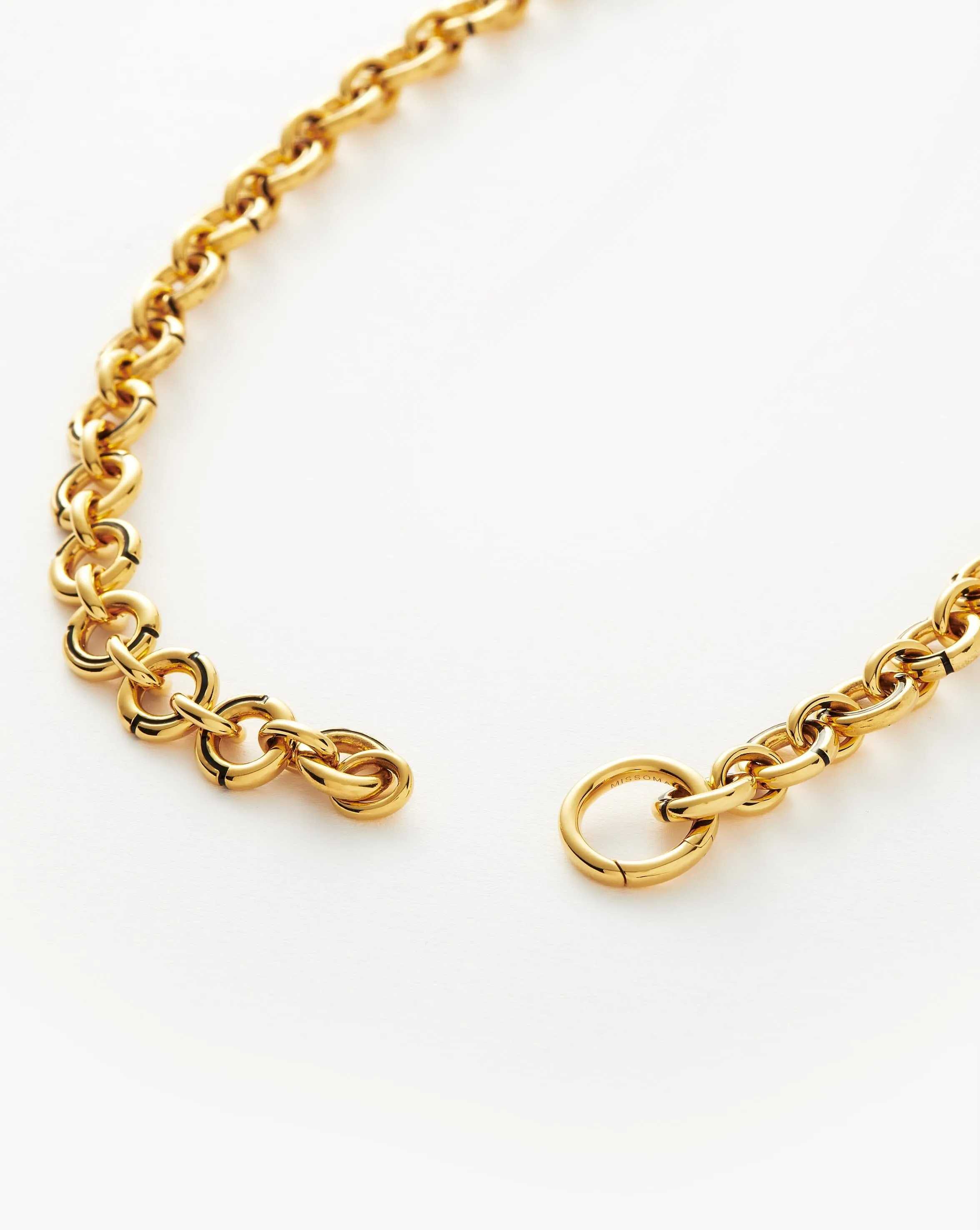 Enamel Byline Link Chunky Chain Choker | 18k Gold Plated on Brass
