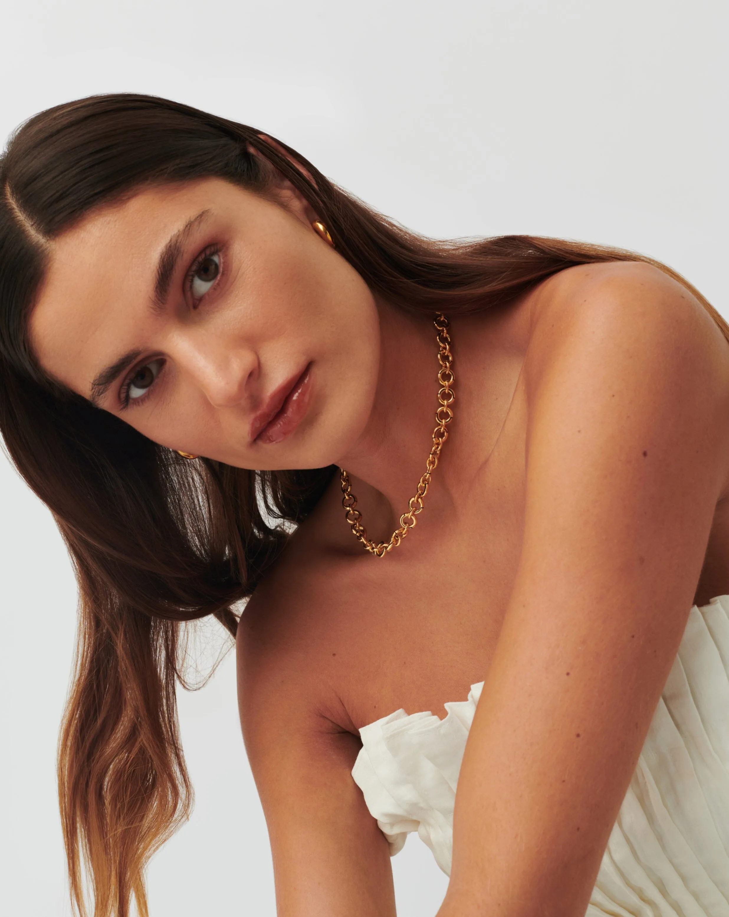 Enamel Byline Link Chunky Chain Choker | 18k Gold Plated on Brass
