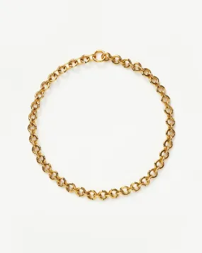 Enamel Byline Link Chunky Chain Choker | 18k Gold Plated on Brass