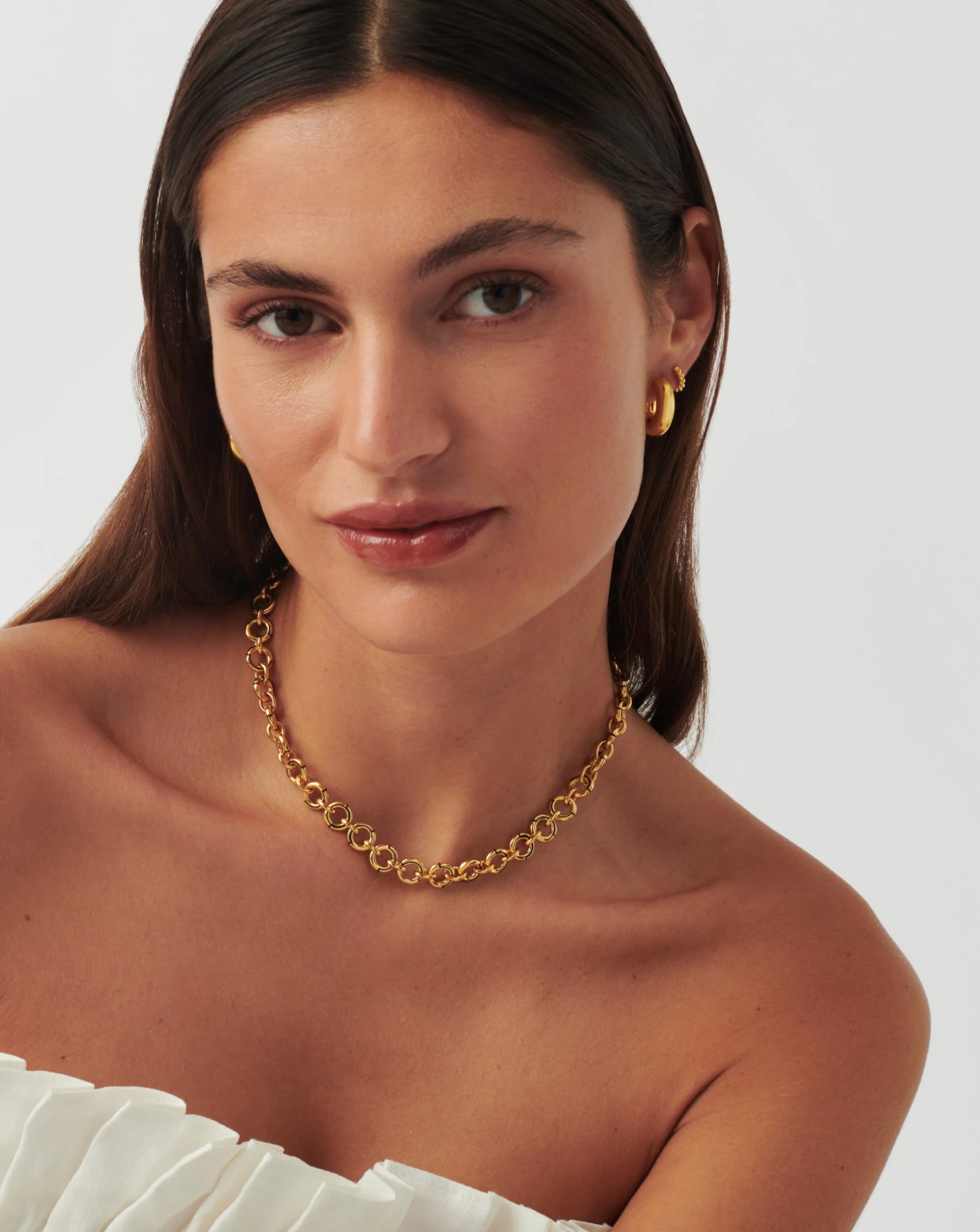 Enamel Byline Link Chunky Chain Choker | 18k Gold Plated on Brass