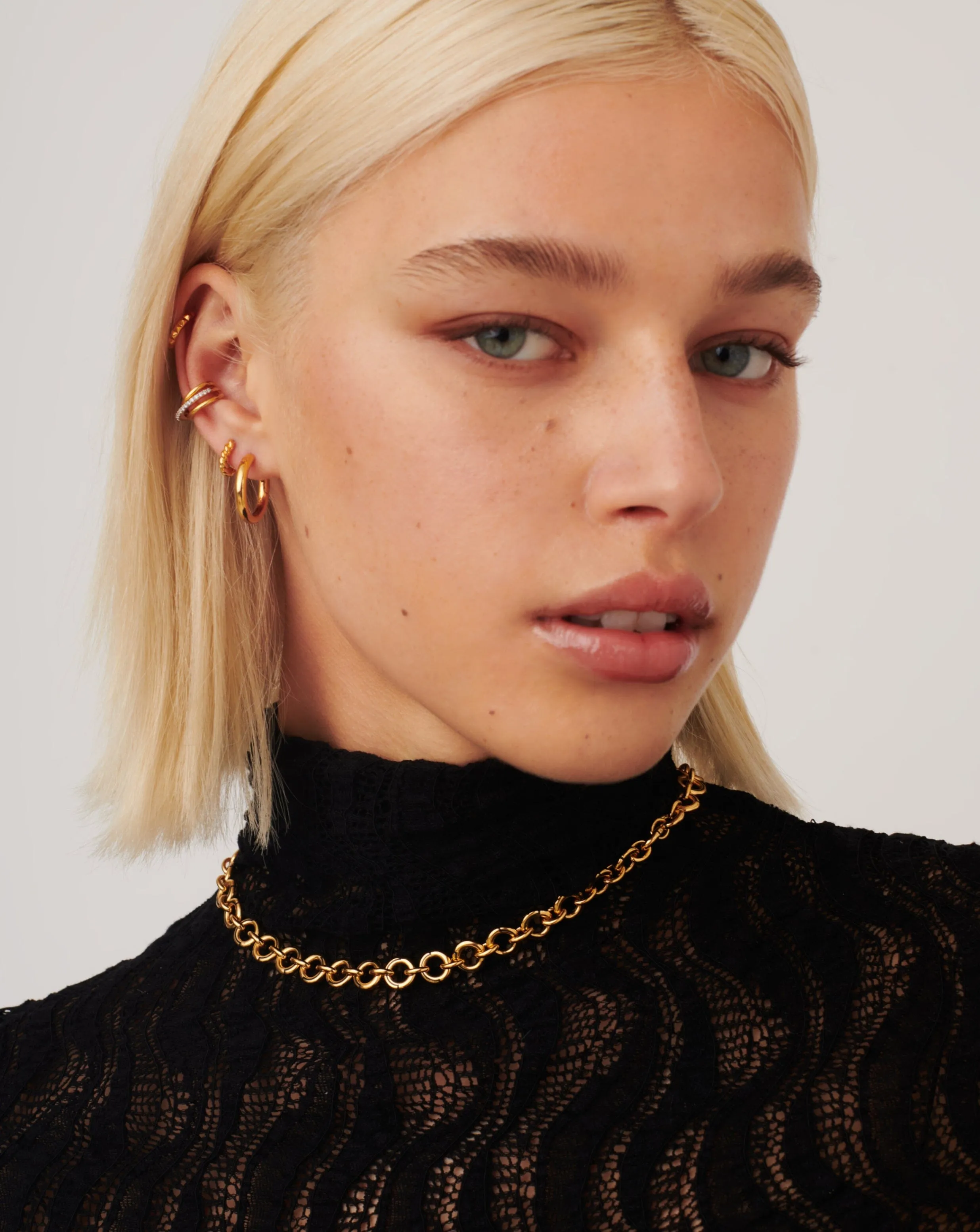 Enamel Byline Link Chunky Chain Choker | 18k Gold Plated on Brass