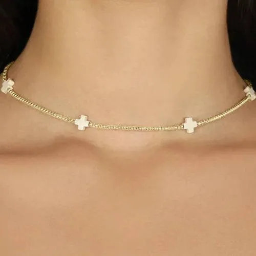 Enewton - choker signature cross gold - 2mm bead