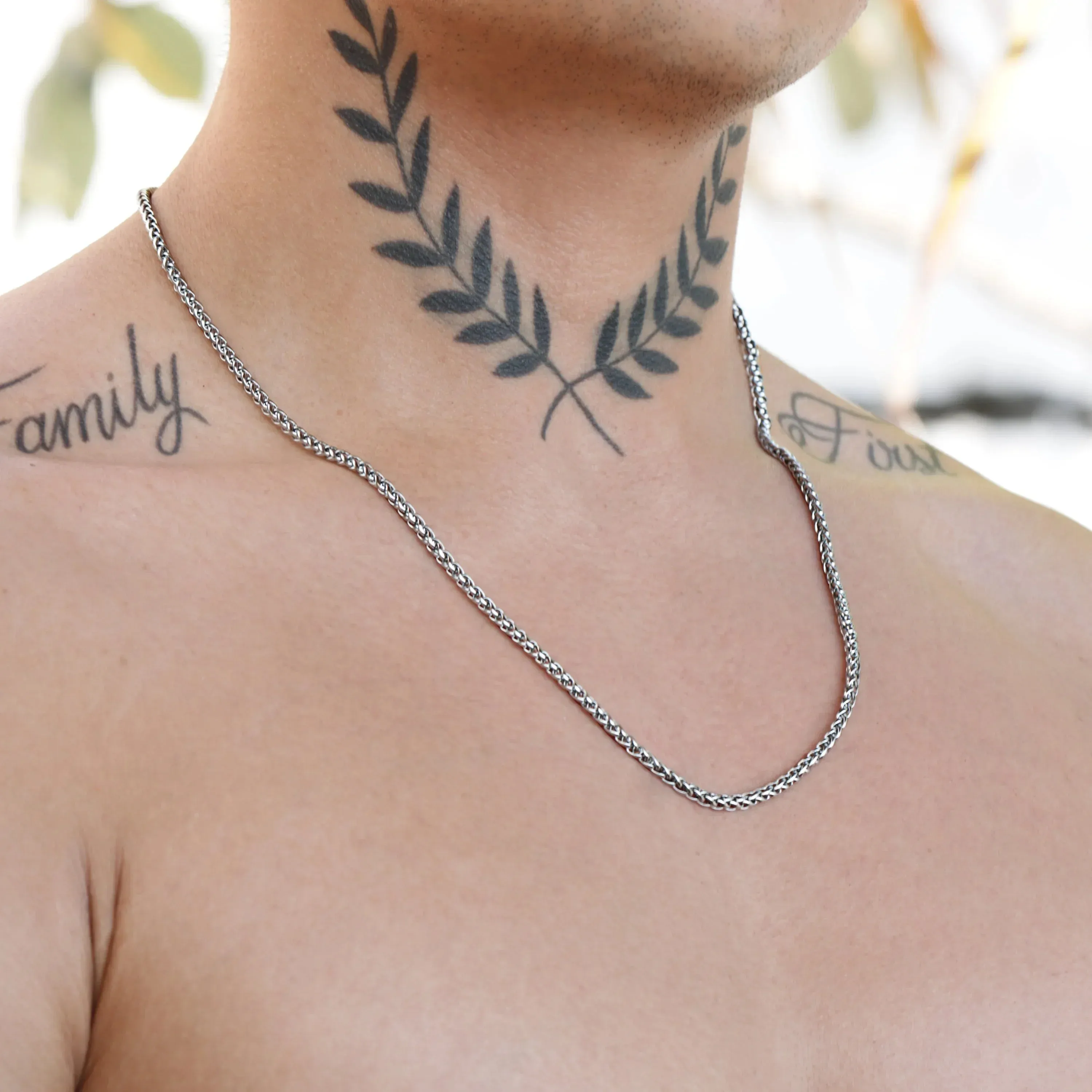 Enzo Silver-tone Spiga Chain Necklace