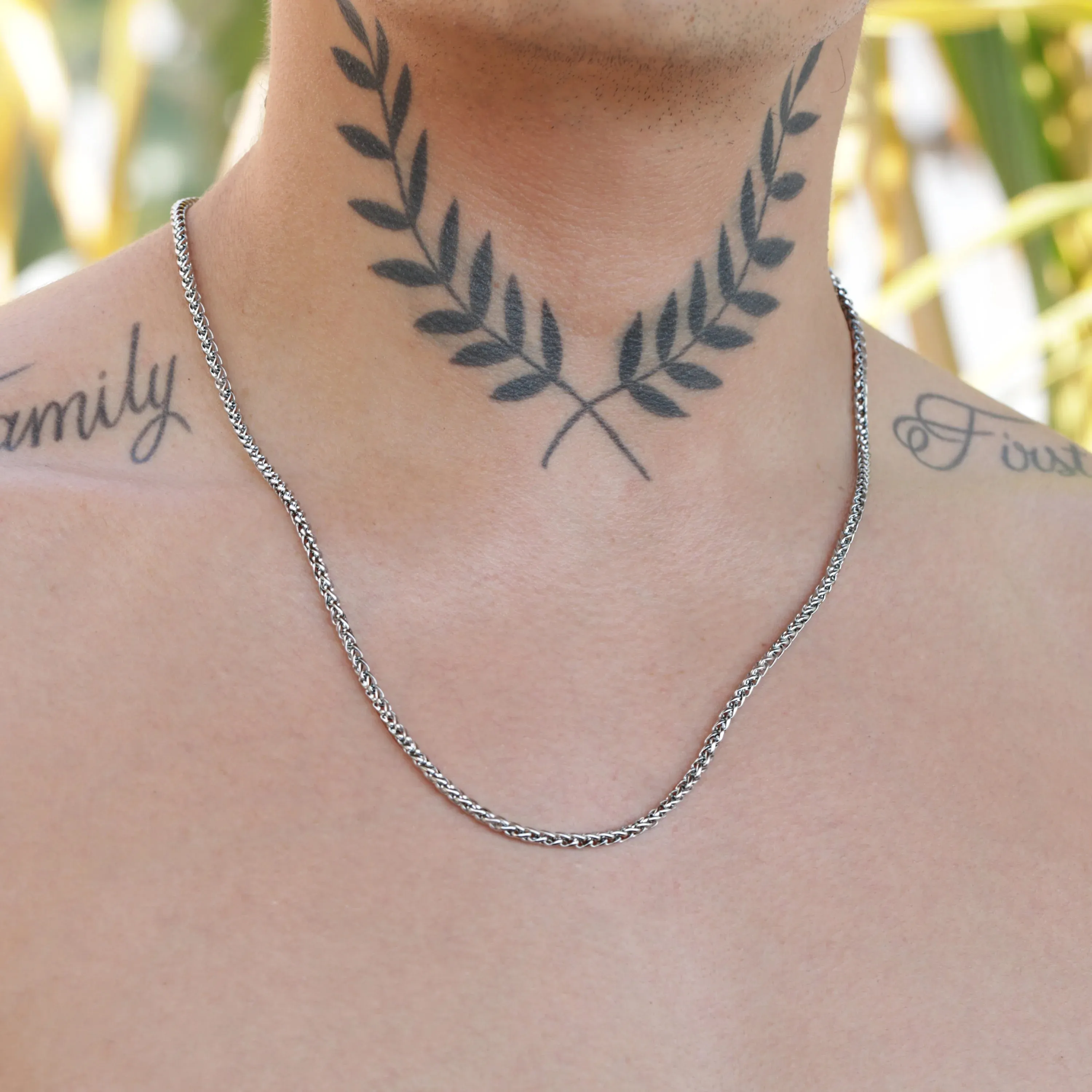 Enzo Silver-tone Spiga Chain Necklace