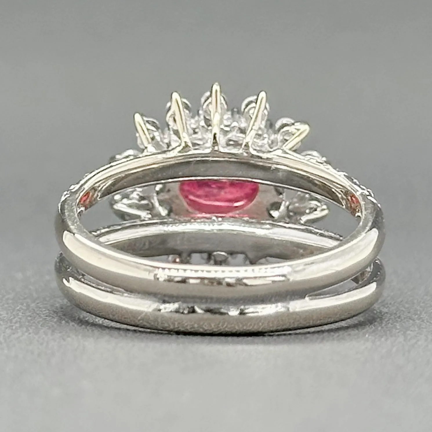 Estate 14K W Gold 1.12ct Ruby & 0.65cttw H-I/SI2-I1 Diamond Cocktail Ring