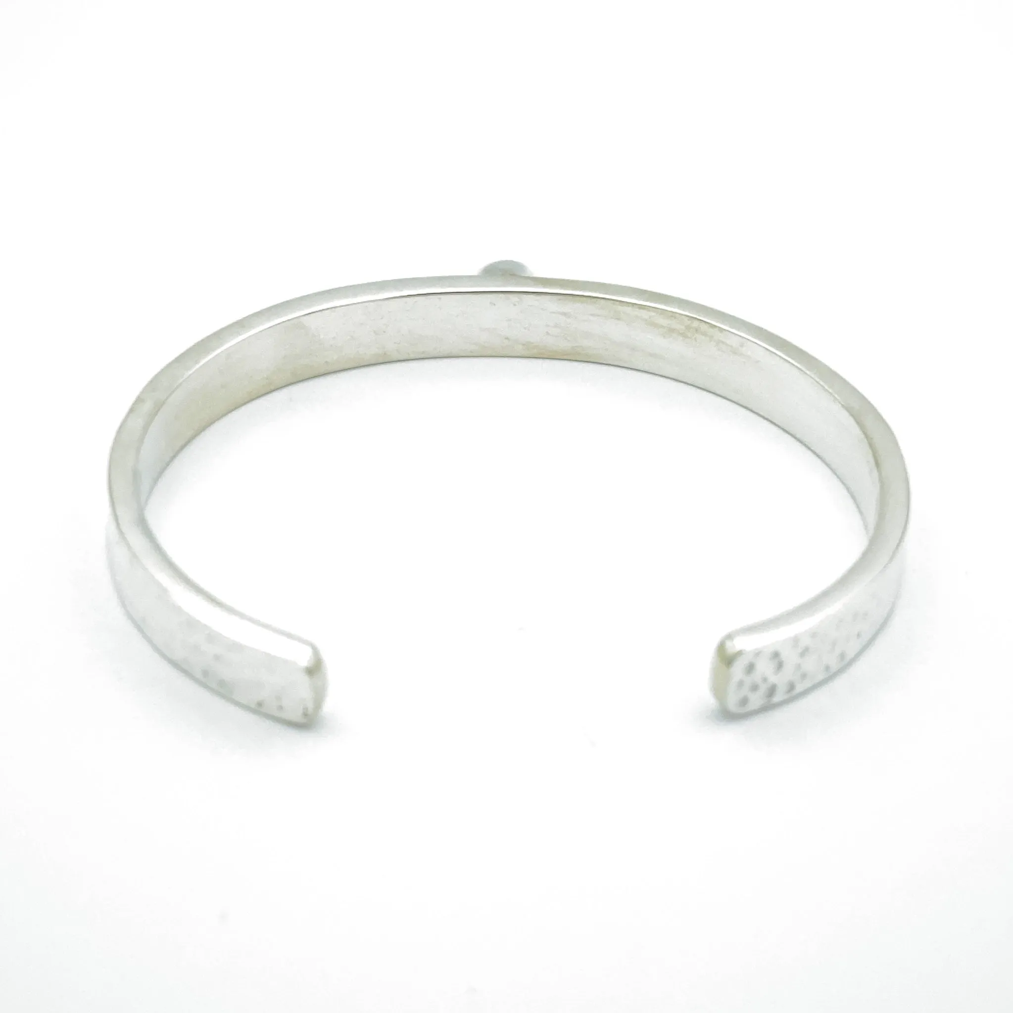 Evil Eye Hammered Flat Silver Cuff