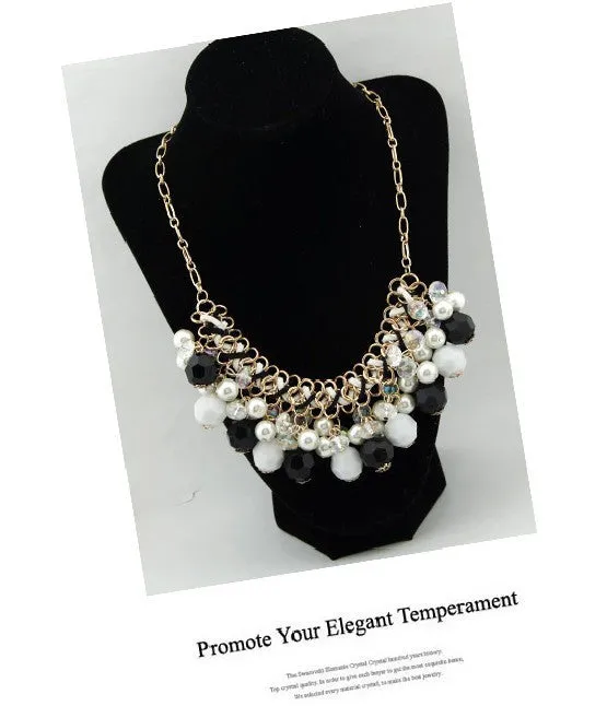 Fashion Bohemian Boho Statement Necklaces & Pendants Bijoux Fashion Crystal Beads Choker Collares Simulated Pearl Necklace Collier