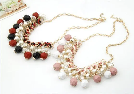 Fashion Bohemian Boho Statement Necklaces & Pendants Bijoux Fashion Crystal Beads Choker Collares Simulated Pearl Necklace Collier