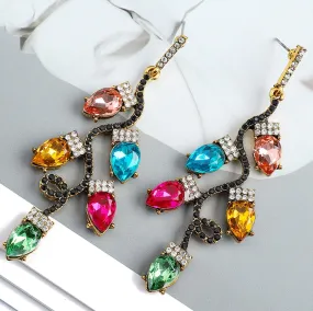 Fashion Colorful Lamp Sparkly Crystal Big Dangle Earrings For Women