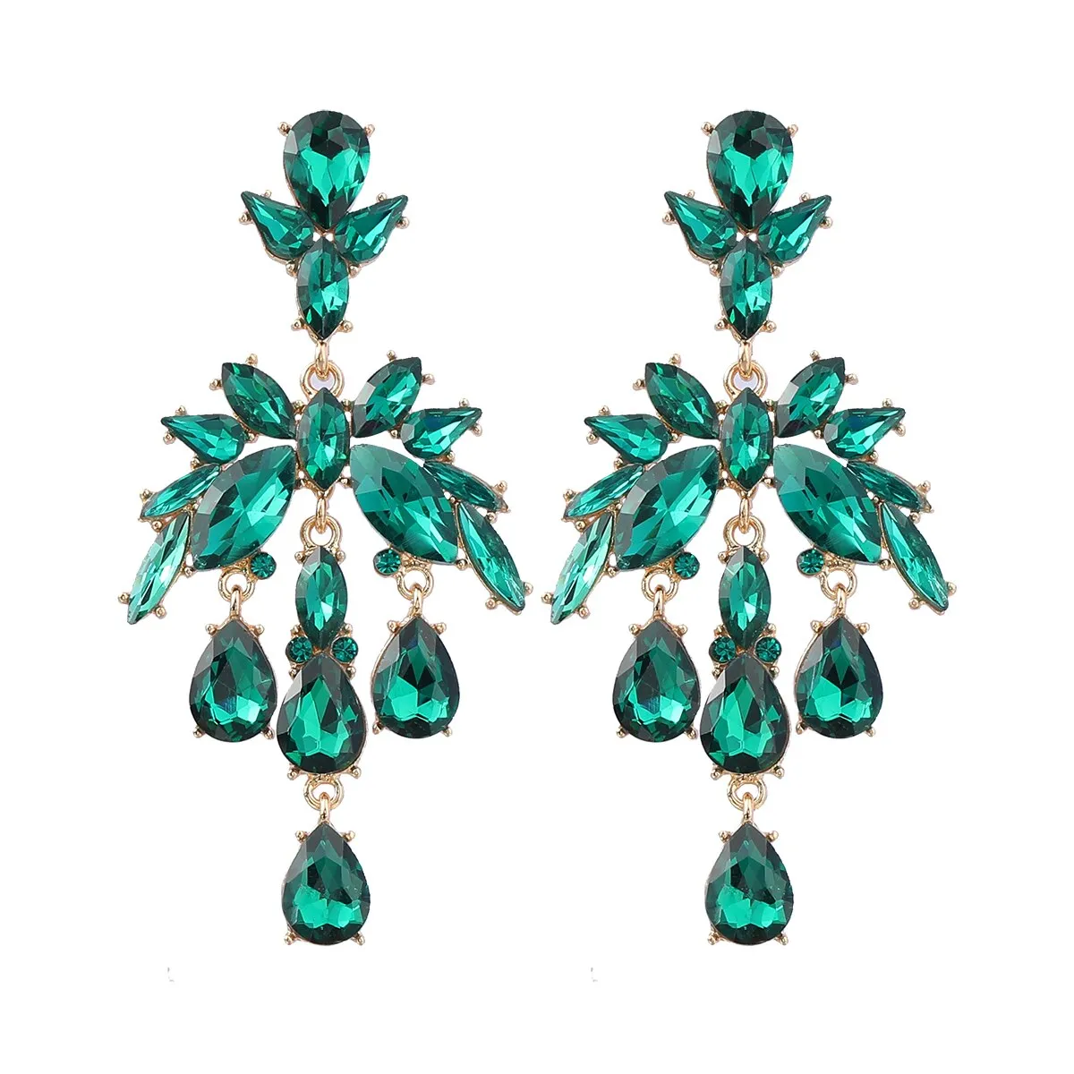 Fashion Metal Rhinestone Geometric Dangle Earrings Castle Party Luxury Jewelry Women