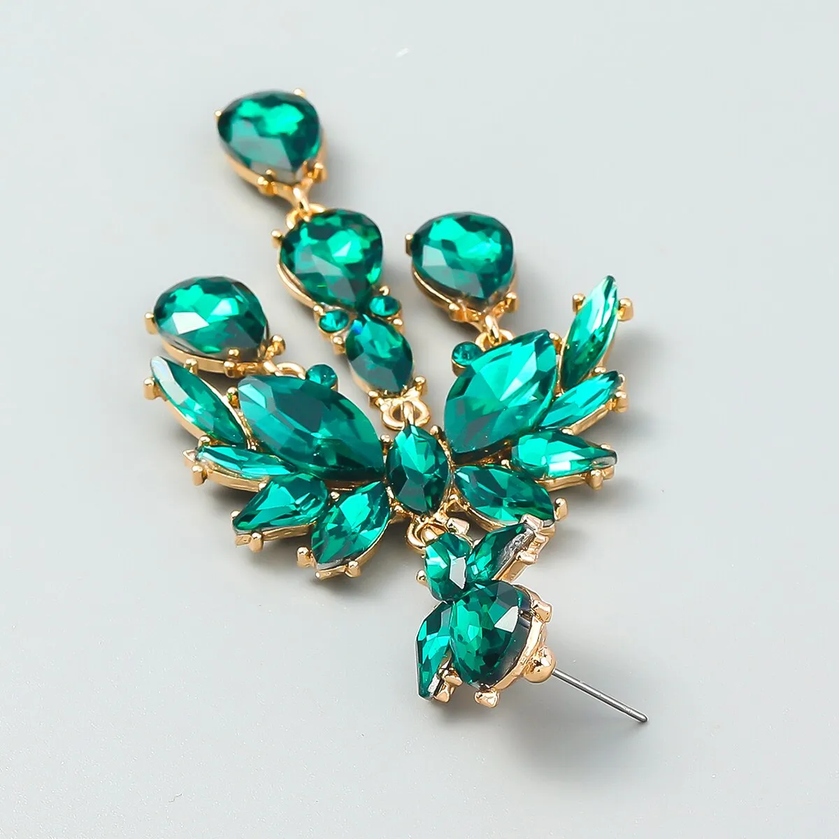 Fashion Metal Rhinestone Geometric Dangle Earrings Castle Party Luxury Jewelry Women
