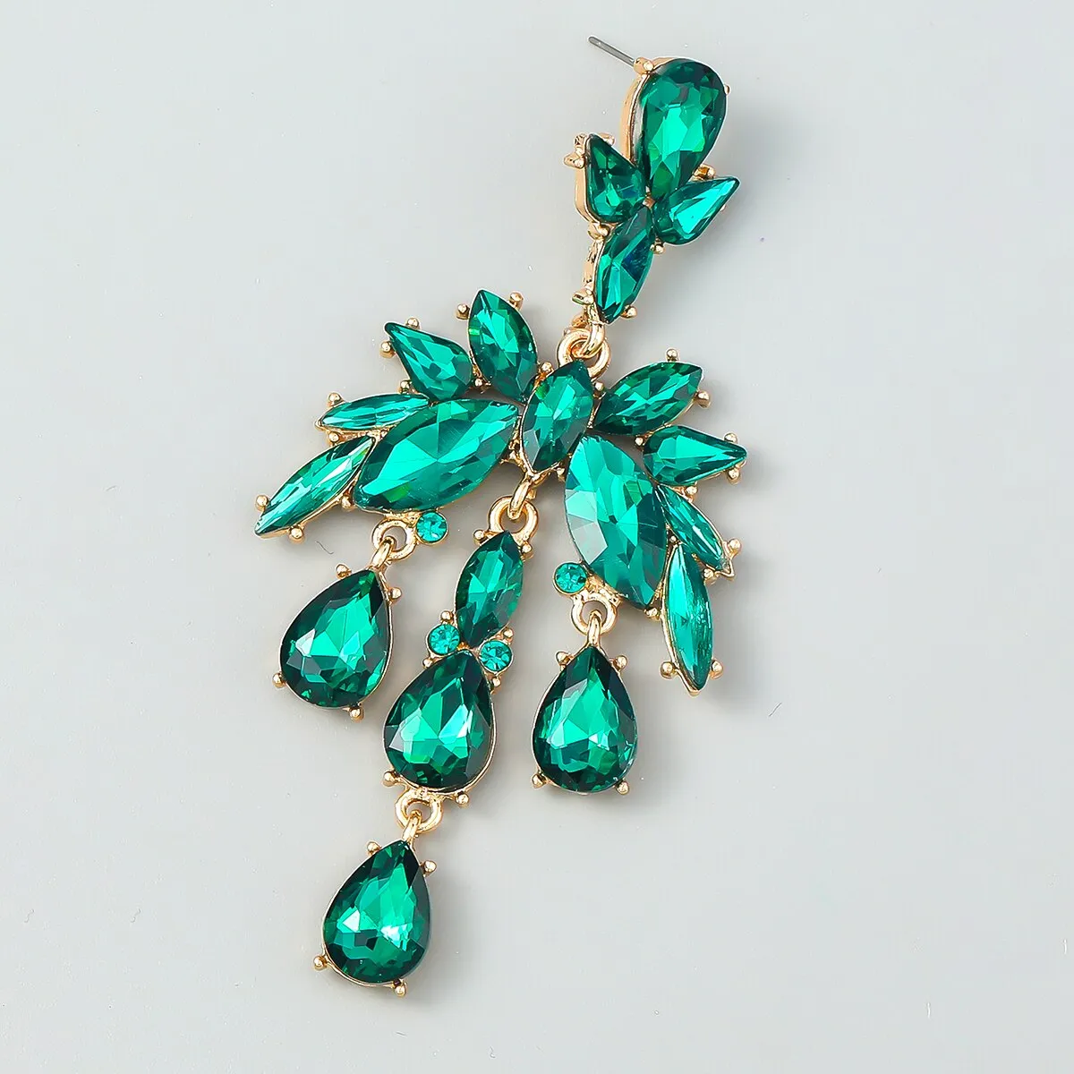 Fashion Metal Rhinestone Geometric Dangle Earrings Castle Party Luxury Jewelry Women