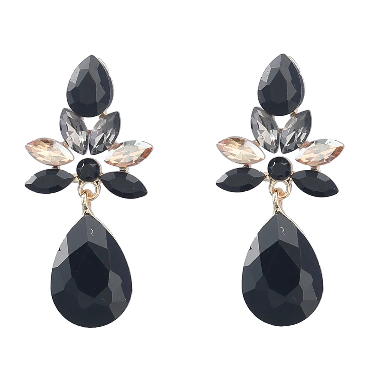 Fashion Metal Water Drop Rhinestone Geometric Earrings Women