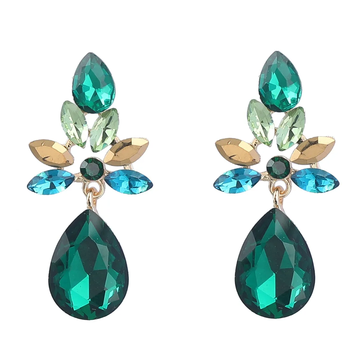 Fashion Metal Water Drop Rhinestone Geometric Earrings Women