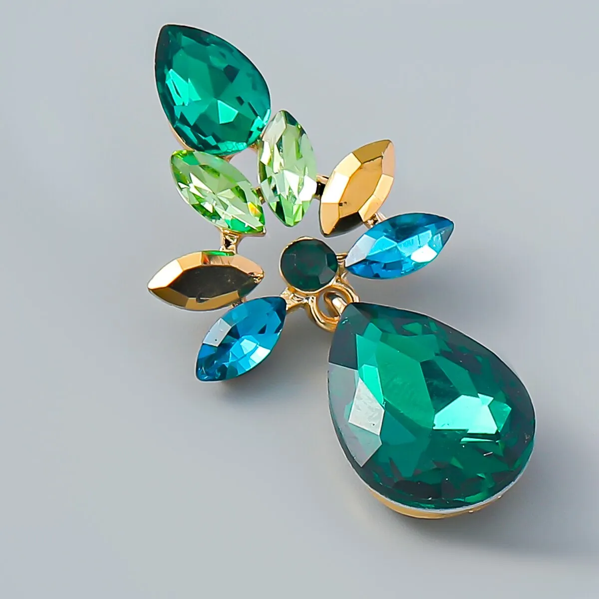 Fashion Metal Water Drop Rhinestone Geometric Earrings Women