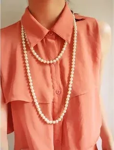 Fashion Pearl Bead Necklace Long Sweater Chain Necklace