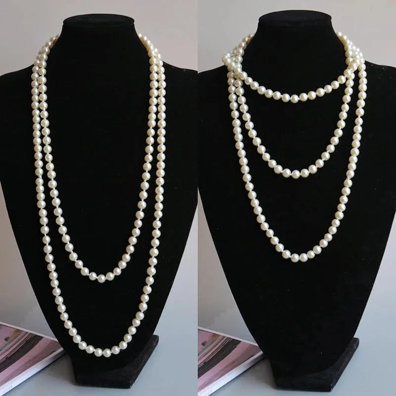 Fashion Pearl Bead Necklace Long Sweater Chain Necklace