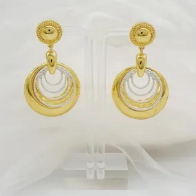 Fashion Round Hoop Earrings For Women Italian Gold Color Brazilian Drop Dangle Earrings