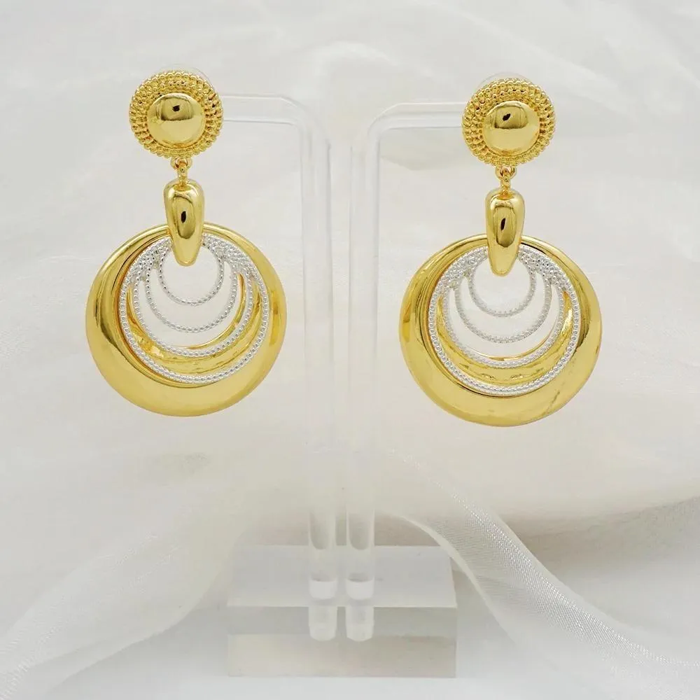 Fashion Round Hoop Earrings For Women Italian Gold Color Brazilian Drop Dangle Earrings