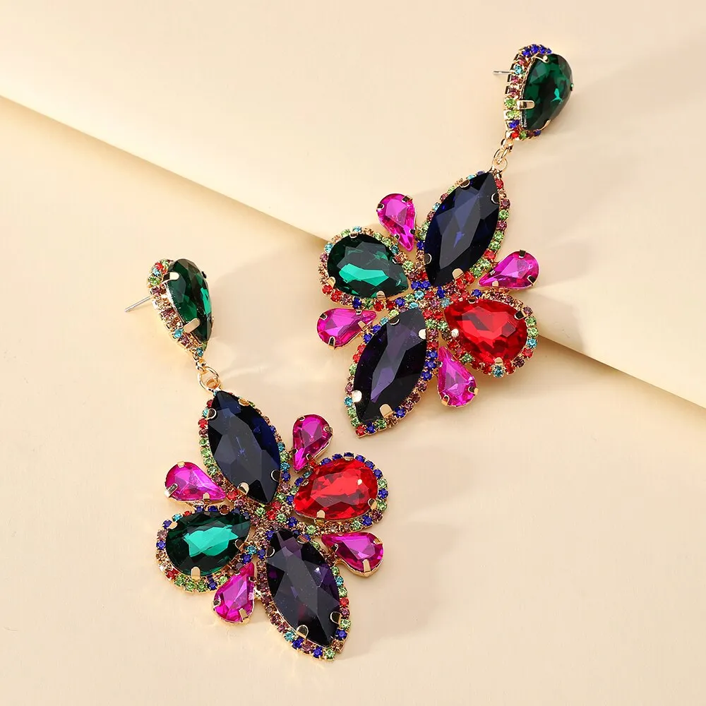 Fashion Vintage Handmade Glass Geometric Long Dangle Earrings For Women