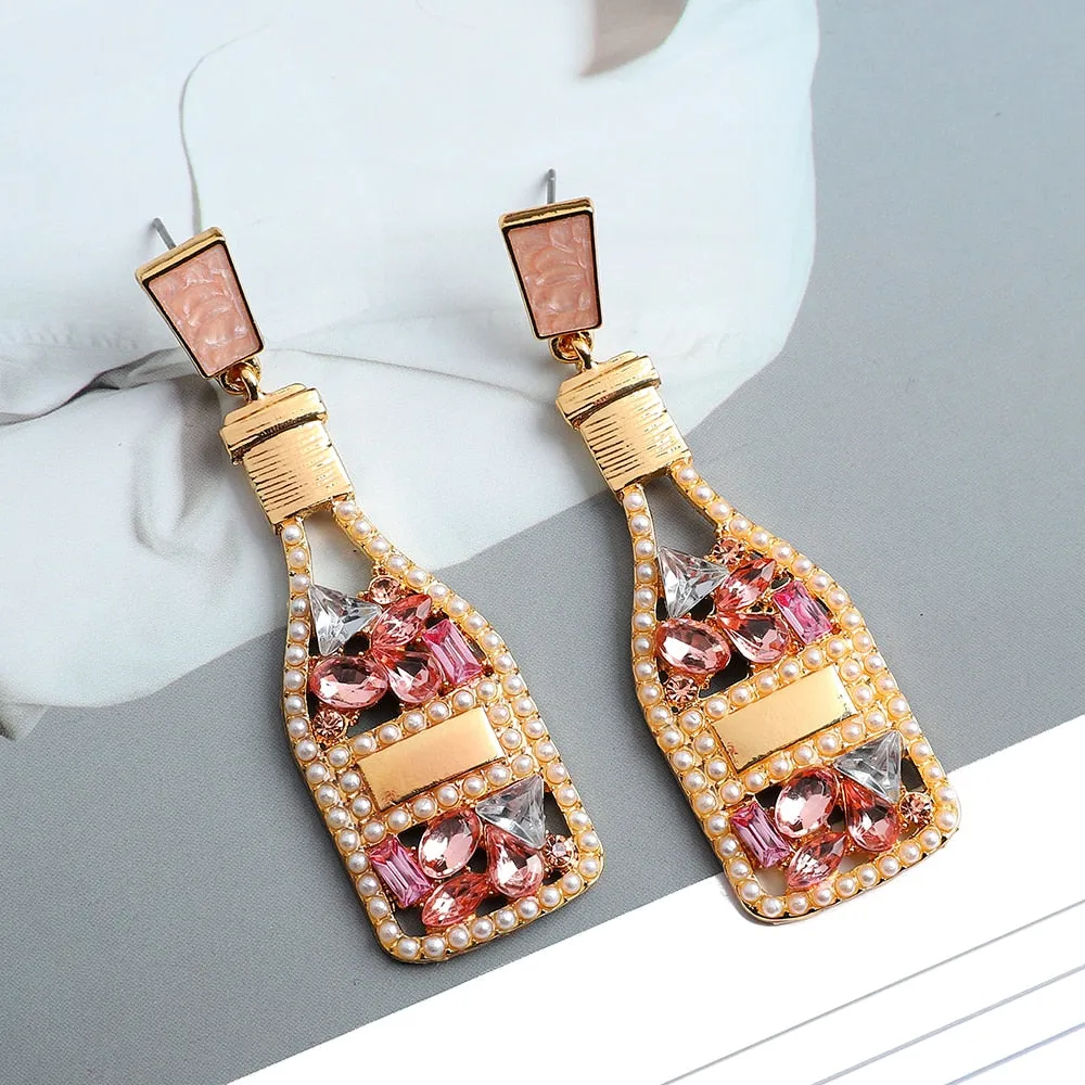 Fashion Wine Bottle Dangle Earrings For Women