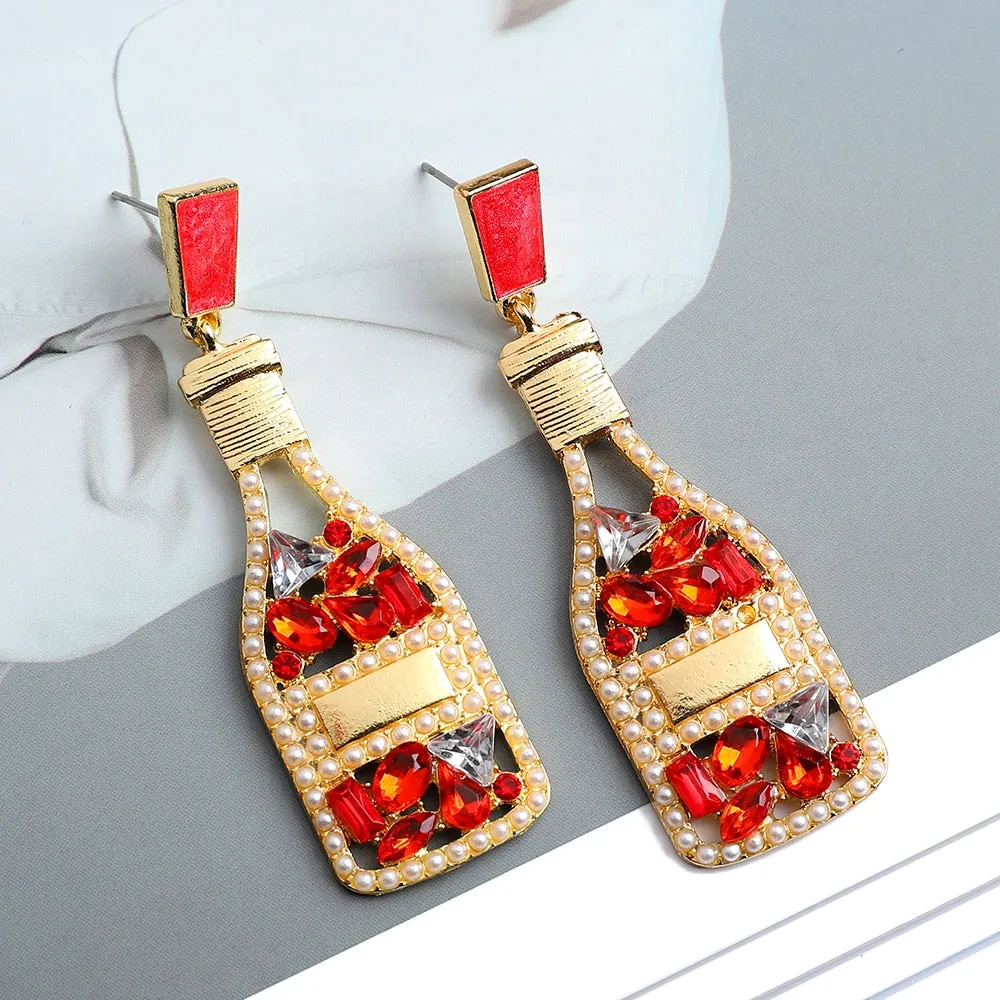 Fashion Wine Bottle Dangle Earrings For Women