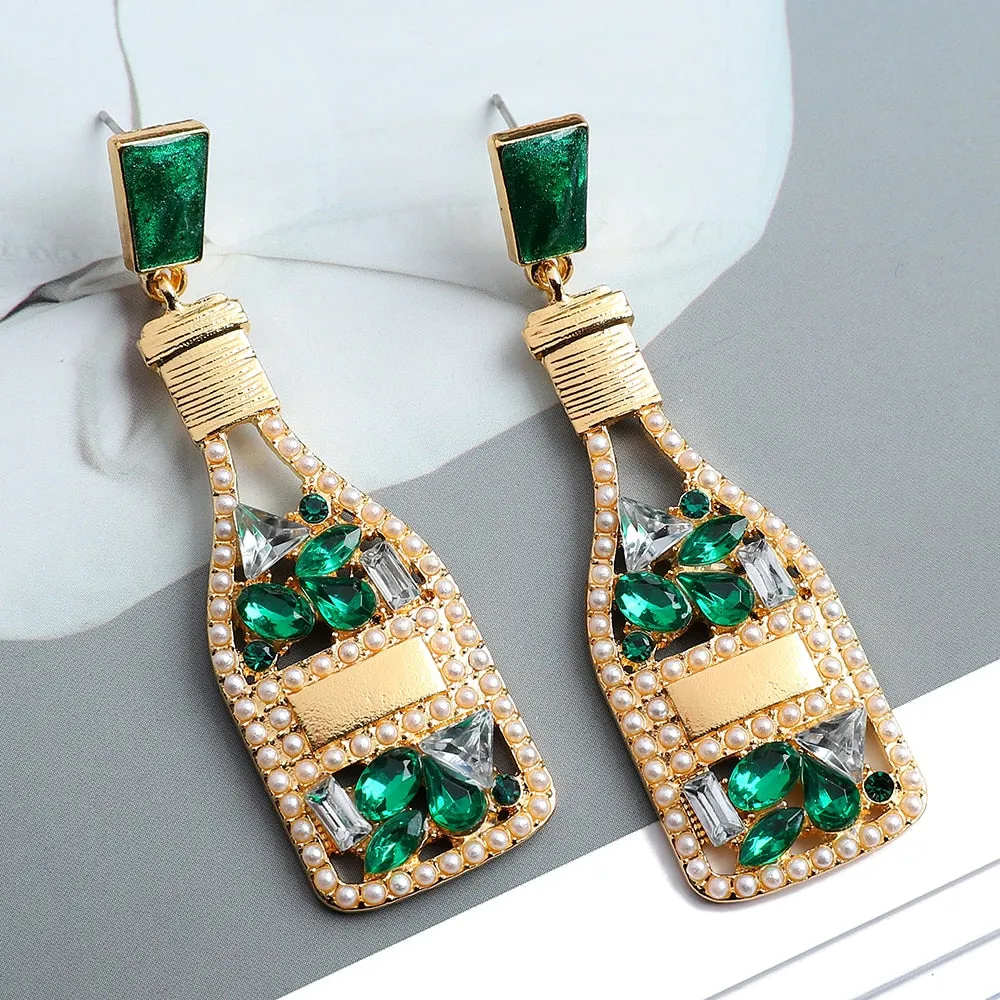 Fashion Wine Bottle Dangle Earrings For Women