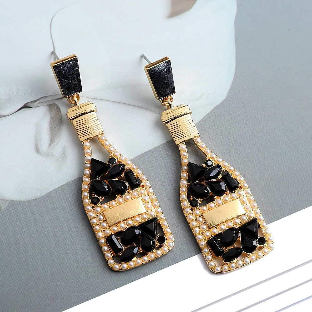 Fashion Wine Bottle Dangle Earrings For Women