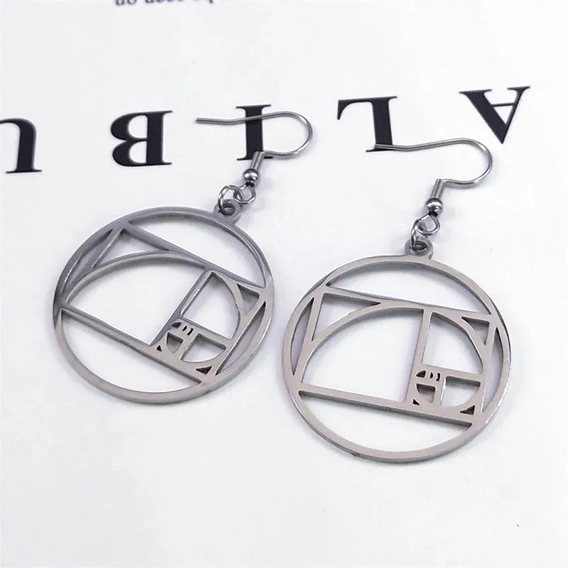 Fibonacci Sequence Golden Ratio Round Dangle Earrings for Women