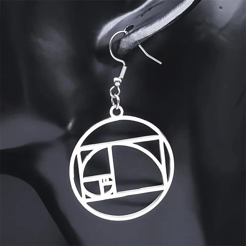 Fibonacci Sequence Golden Ratio Round Dangle Earrings for Women
