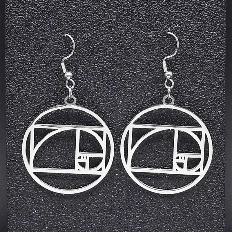 Fibonacci Sequence Golden Ratio Round Dangle Earrings for Women