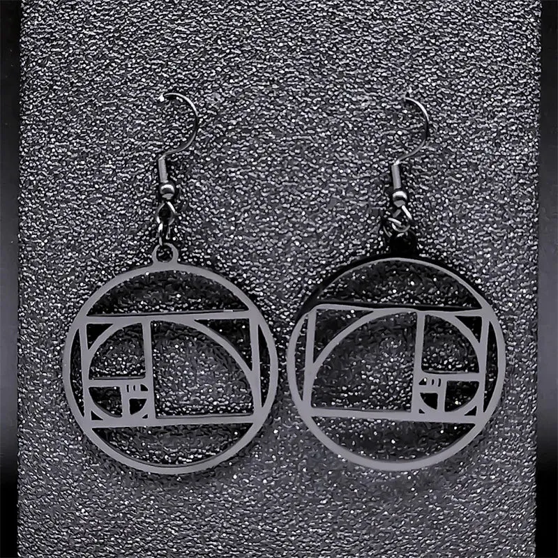 Fibonacci Sequence Golden Ratio Round Dangle Earrings for Women