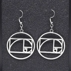 Fibonacci Sequence Golden Ratio Round Dangle Earrings for Women
