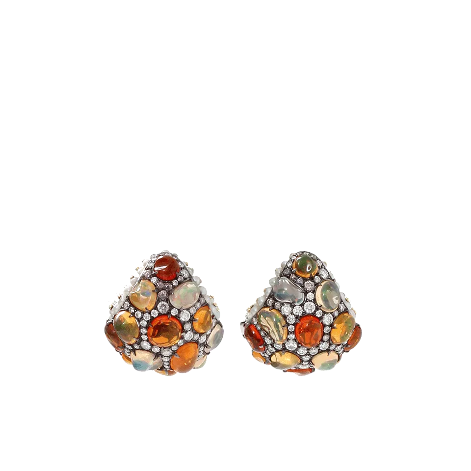 Fire Opal And Pearl Hoop Earrings