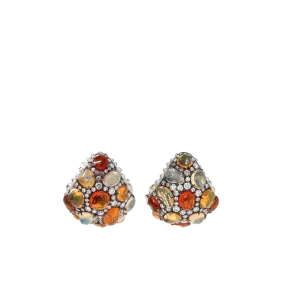 Fire Opal And Pearl Hoop Earrings