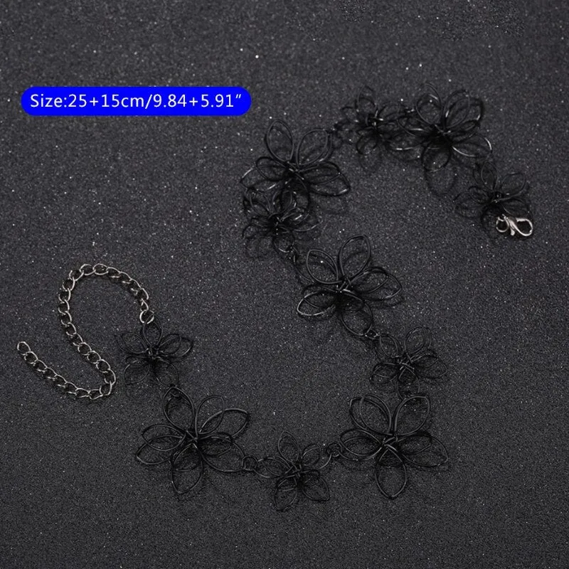Flower Necklace Short Choker Floral Black Jewelry Women