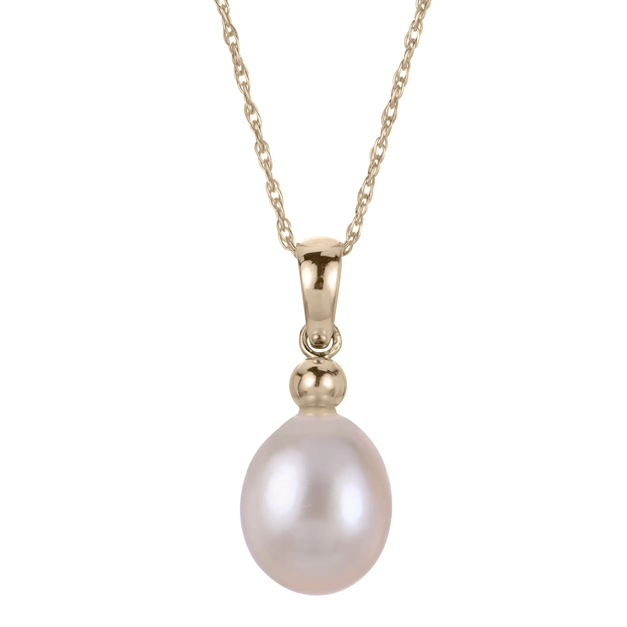 Freshwater Cultured Pearl Yellow Gold Drop Pendant Necklace