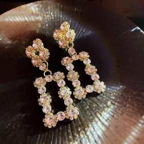 Geometric Rhinestone Drop Earrings for Women Oversize Rectangle Dangle Earrings