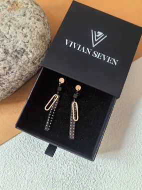 Geometric Titanium Steel Star Rectangle Bar Drop Linear Earrings
