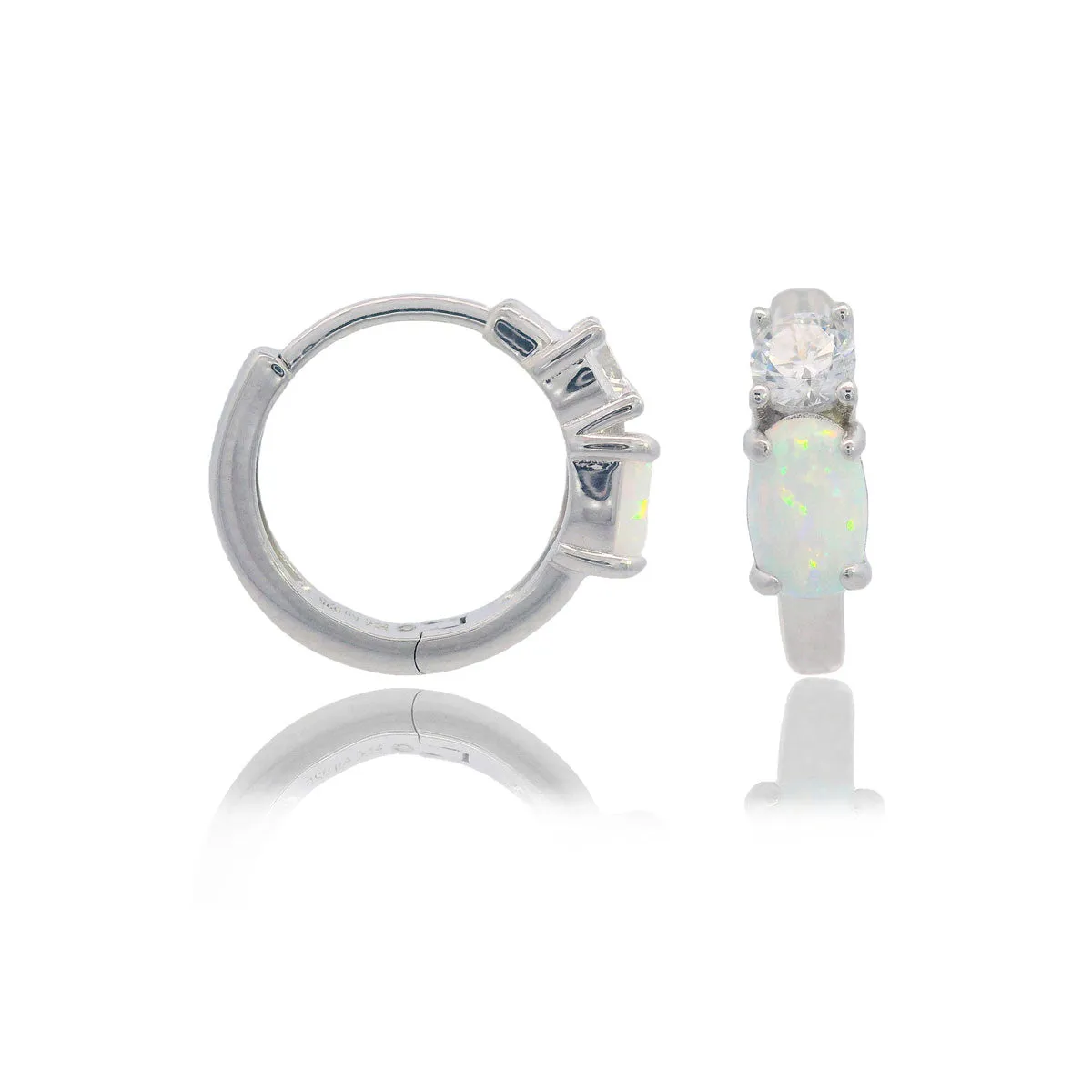 Georgini Opal Glow White Created Opal Hoop Earrings Gold