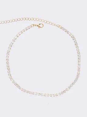 Gold-Crystal CZ Choker Necklace