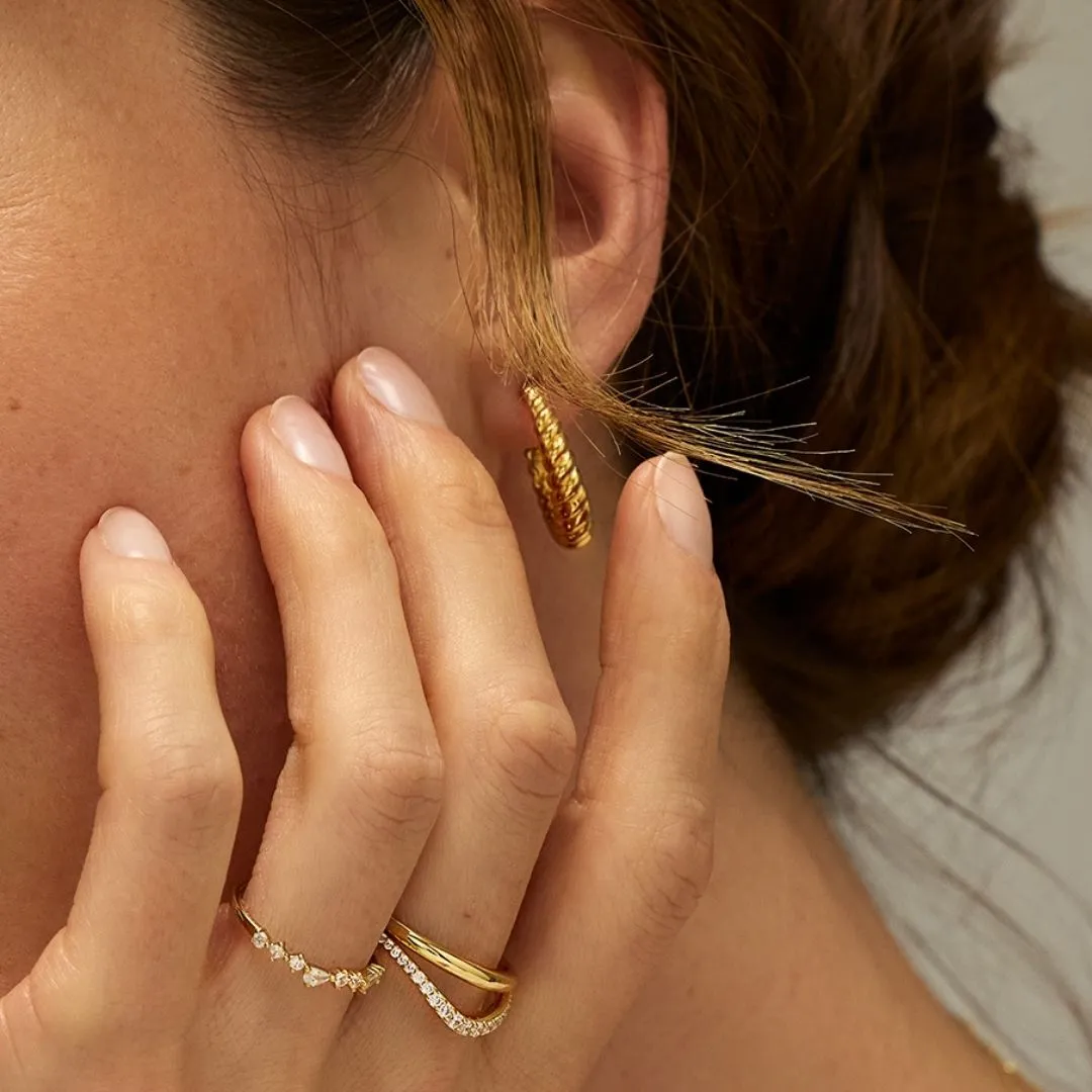 Gold Diamond Style Curve Ring