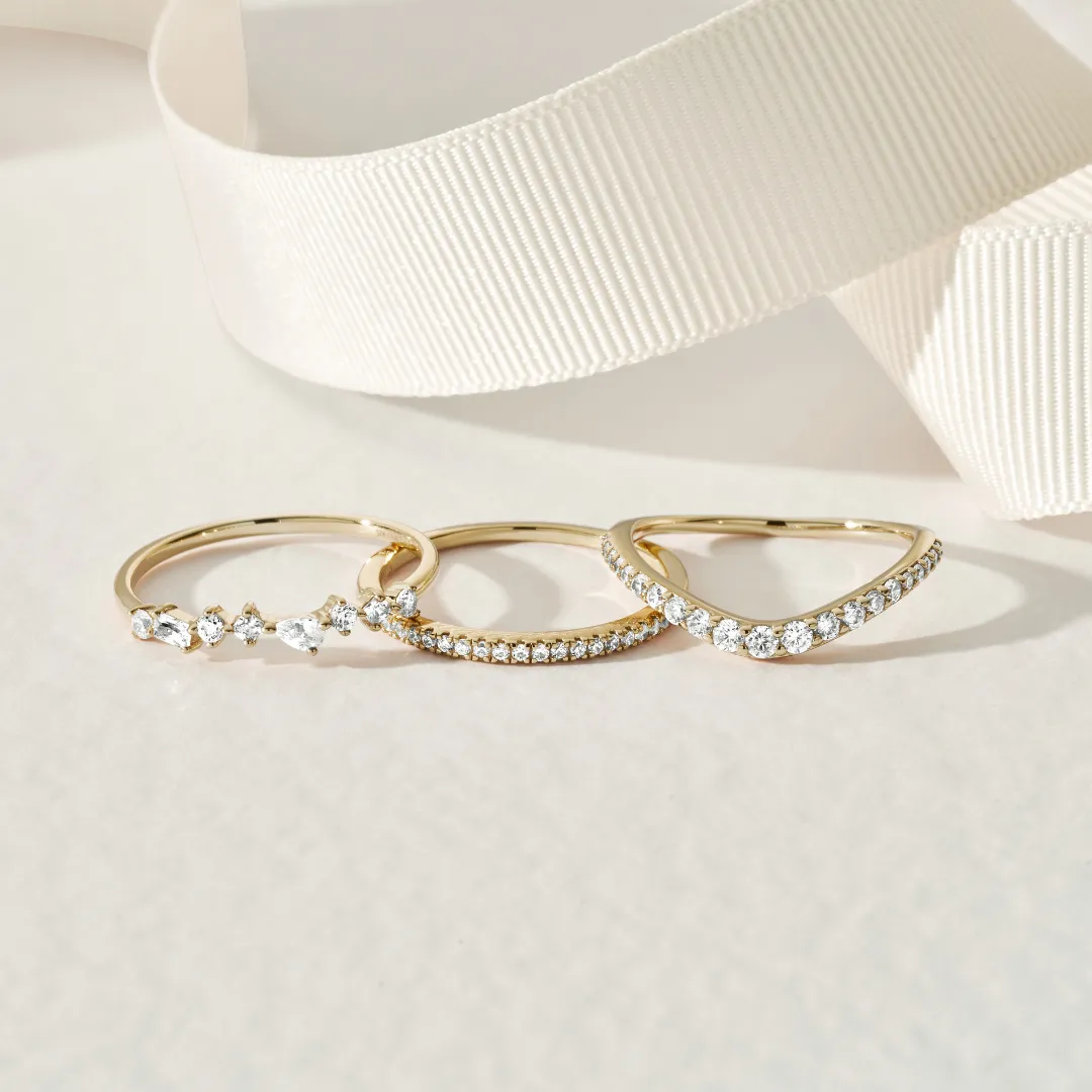 Gold Diamond Style Curve Ring