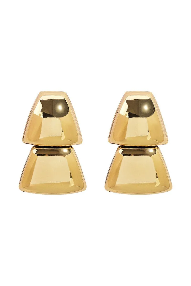 Gold Layered Polished Geometric Dangle Earrings