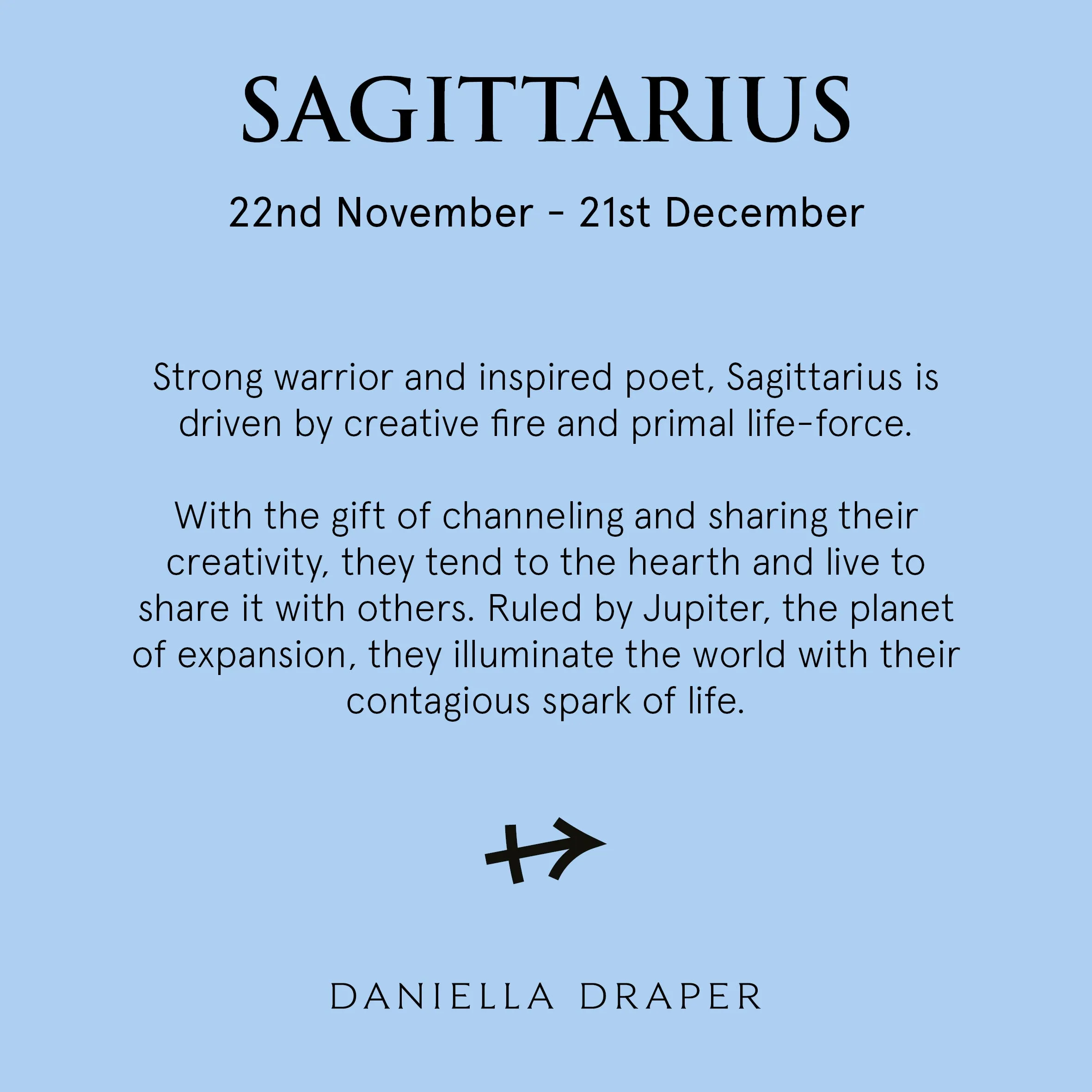 Gold Mini Sagittarius Horoscope & Blue Topaz Birthstone Necklace