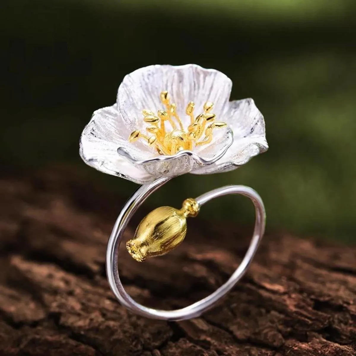 Gold Minimalist Ring Flower Ring