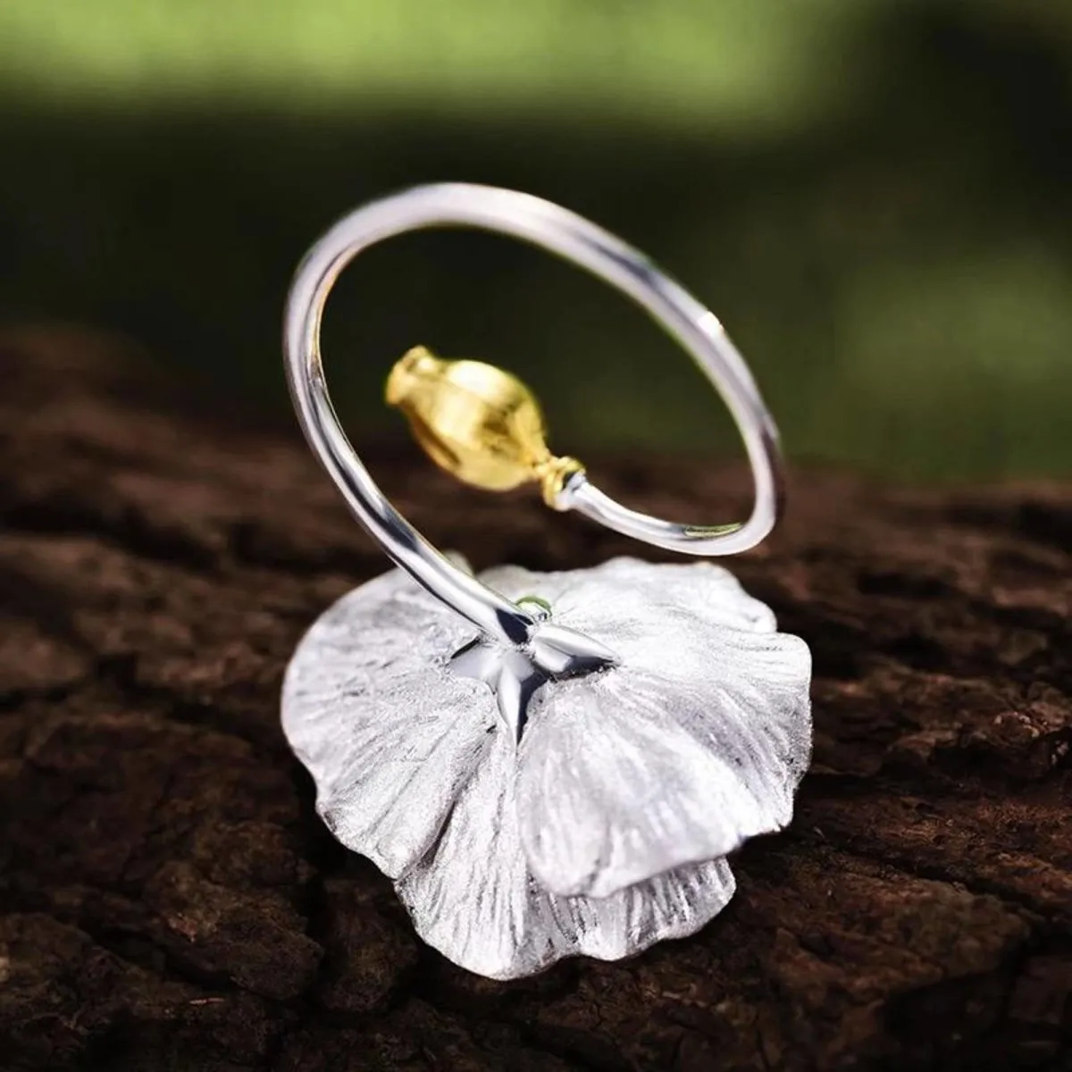 Gold Minimalist Ring Flower Ring