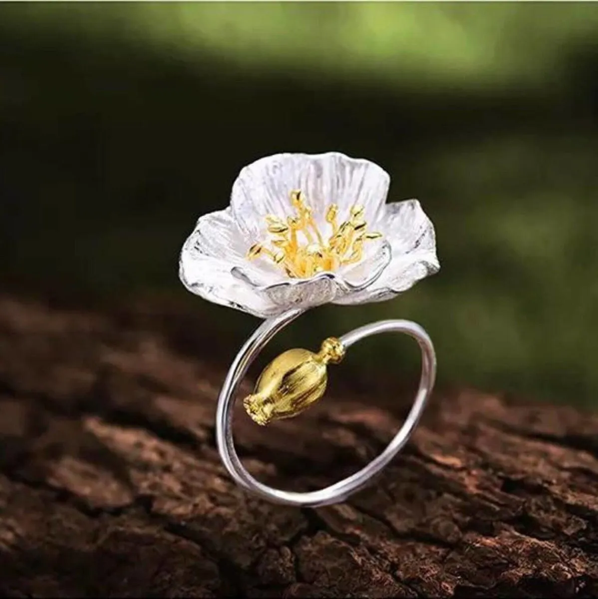 Gold Minimalist Ring Flower Ring